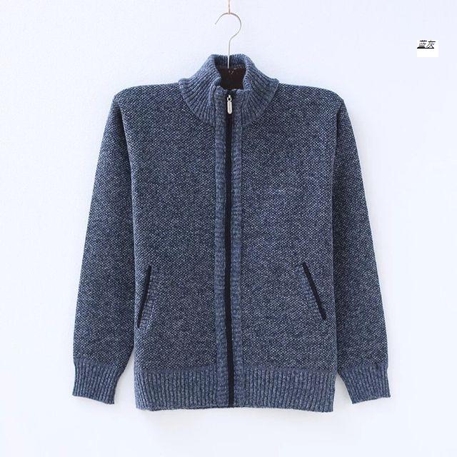 Áo len đan len cashmere cho nam trung niên trở lên cộng với áo len nhung mùa thu và mùa đông dày áo khoác cardigan nam
