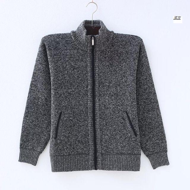 Áo len đan len cashmere cho nam trung niên trở lên cộng với áo len nhung mùa thu và mùa đông dày áo khoác cardigan nam