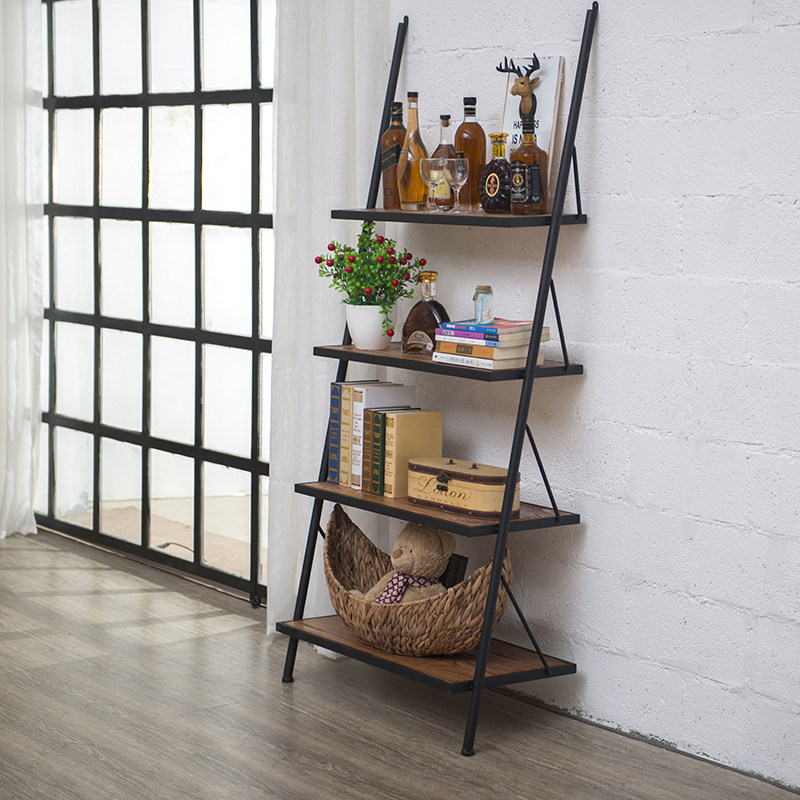 Nordic living room trapezoidal shelf solid wood wall creative bookshelf bedroom shelf floor storage shelf layer display stand