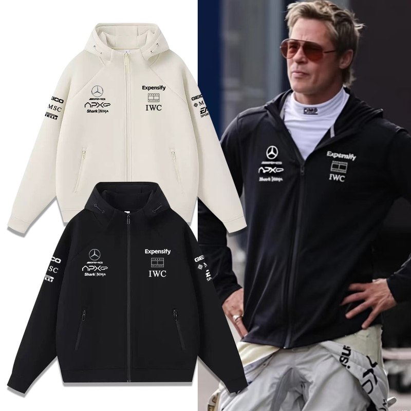 Movie F1 Racing Car Peter's Same Style Racing Suit Hooded Zipper Sweatshirt Unisex Autumn Winter Heavy Jacket Trendy