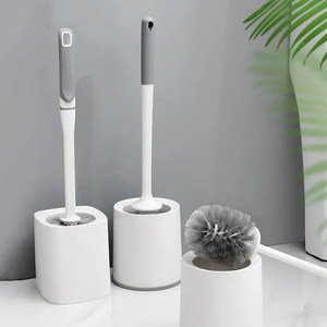 Household Toilet Brush with No Dead Corners, Wall-Mounted Bathroom Brush, No-Drill Toilet Brush Set with Long Handle, Wall-Mounted Cleaning Brush Set