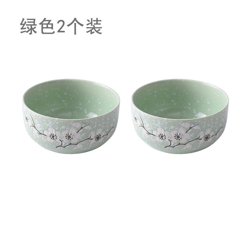 Green 2bowls and dishes suit household Simplicity combination lovely like a breath of fresh air originality personality dormitory use student ceramics tableware 4 people