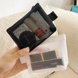 New mesh cosmetic bag lipstick air cushion liner bag large capacity portable mini makeup bag ID