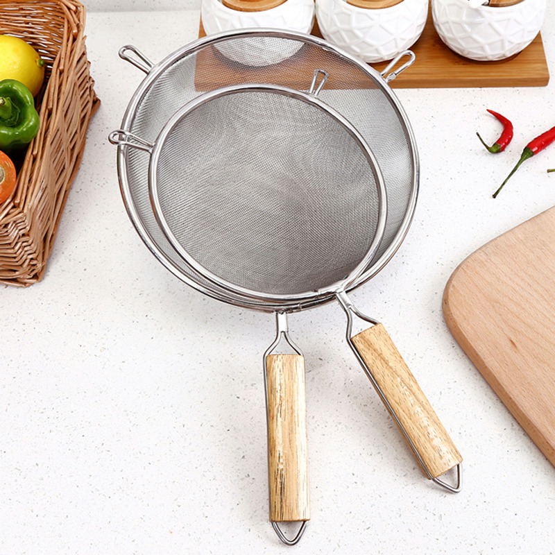 Home kitchen hot pot stainless steel fried hole leakage kitchen mixed noodle dumplings filter screen can be mounted