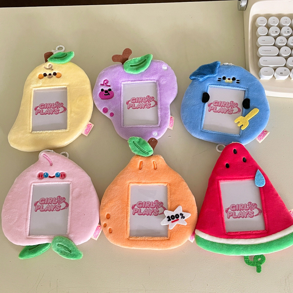 Original Fruit Plush Card Holder for Girls - Campus Card, Meal Card, Polaroid Photo Album Display Pendant