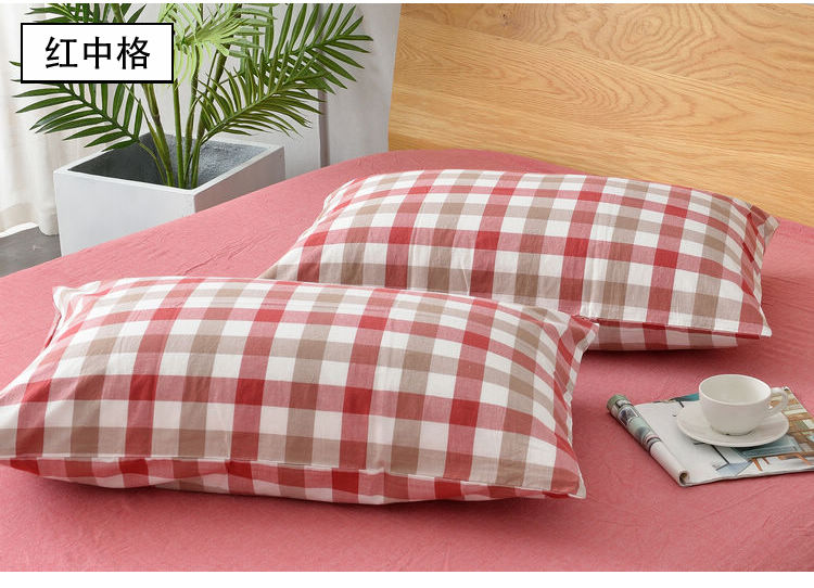 Giặt vỏ gối bằng vải cotton tốt Vỏ gối 48x74cm lưới màu cotton đơn giản - Gối trường hợp gối tựa đầu ô tô