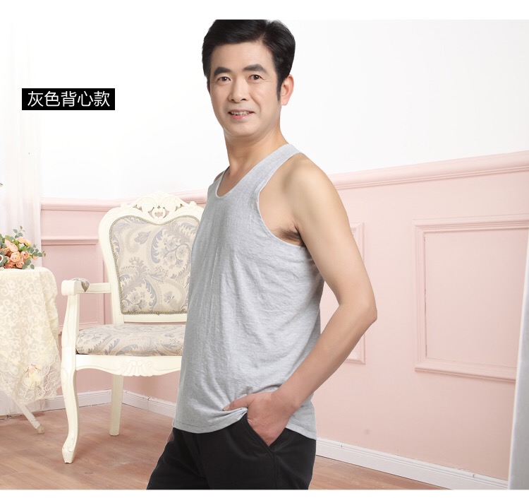 Áo sơ mi cotton trung niên cotton mùa hè nam rộng rãi áo cotton rộng kích thước cổ tròn tay áo ngắn phần mỏng bố áo lót nam chính hãng