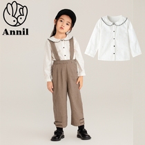 Annai childrens clothing counter 2021 autumn clothing new girls lapel long-sleeved shirt shirt XG131796