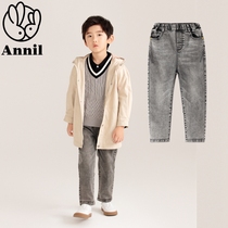 Annai childrens clothing counter 2021 autumn clothing new boys full-waist woven denim pants AB136869