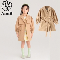 Annai Childrens Clothing Counter 2021 Autumn New Girls Mid-length Windbreaker Jacket XG135671