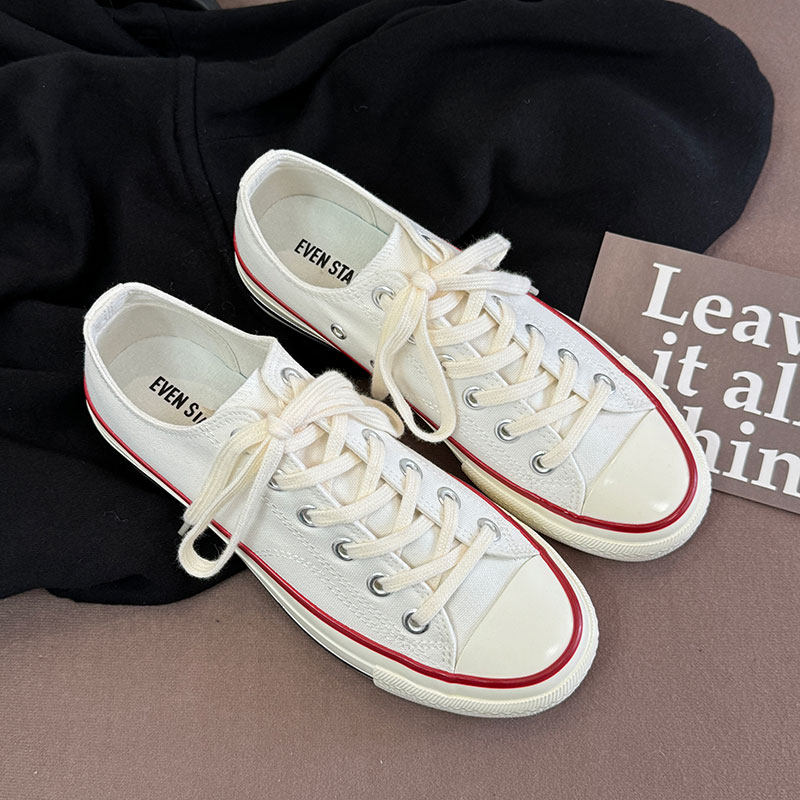 Sevimlilar uchun klassik universal, past trendli kundalik nafas oluvchi mato espadrilles, butun mavsum uchun, koreyscha uslubda, retro Gonkong 80-90-yillar uslubida