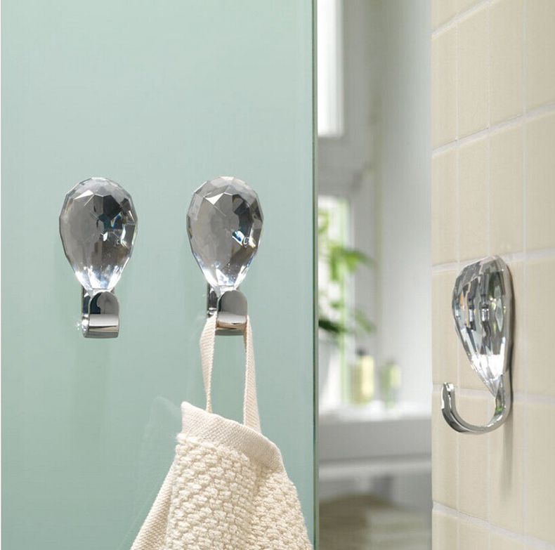 Spirella/Spirella Creative Bathroom Strong Diamond Adhesive Hook for Door, No-Trace Wall Mount Towel Hook, No Nails Required