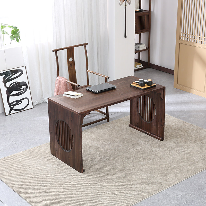 Hupeach Wood Light Extravagant Furniture Solid Wood Computer Boss Desk Home New Chinese Small Book Table And Chairs Combination Brief