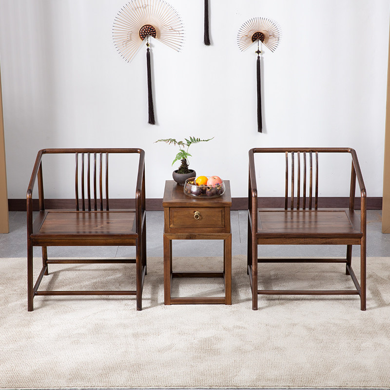 New Chinese furniture Zen Walnuts Wooden Too Master Chair Three Sets Solid Wood Tea Chairs Official Hat Chair Single Backrest Surround Chair
