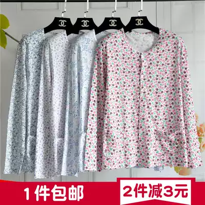 Pure cotton thin autumn clothes, middle-aged and elderly long-sleeved open-body cardigan, women's thin cardigan top, knitted cardigan