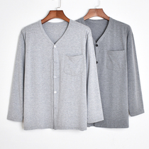 The elderly pure cotton cardigan autumn coat mens large size thin long-sleeved old mans sweatshirt loose fit dad pure cotton autumn coat