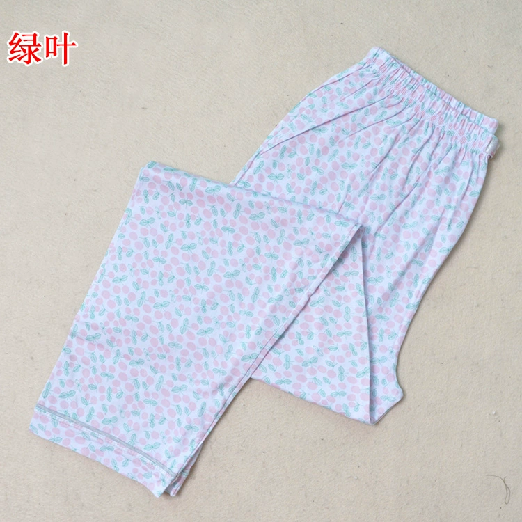 New cotton pajama quần nữ trung niên mỏng dệt kim cotton pajama quần quần cộng với phân bón để tăng điều hòa không khí quần nhà quần mùa hè phụ nữ