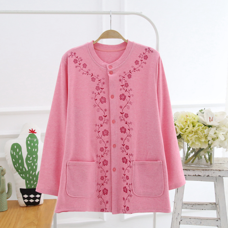 Bà bông len satin quần áo mùa thu cardigan trong cũ lớp thêu duy nhất trên người mẹ bông áo len trúng những bộ quần áo lót mùa thu dưới.