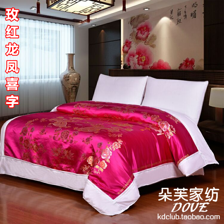 Hàng châu lụa đám cưới quilt cover mềm giả mạo quilt lụa giả mạo trắng quilt quilt thổ cẩm damask cưới quilt bởi rồng và phượng