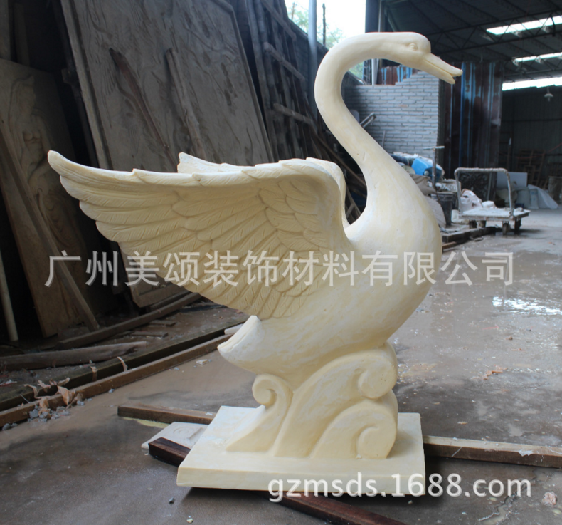 Sandstone Sculpture Water Spray Swan Courtyard Decorative Water Spray Decoration Fountain Water Spray Sandstone Garden WaterScape Beauty Song