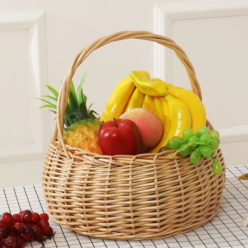 Flower basket picnic basket outing artifact with hand gift fruit picking Cherry storage basket props egg basket rattan small