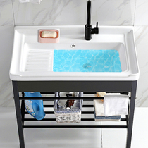 Ceramic laundry basin stainless steel bracket basin laundry pool with washboard balcony ultra-deep laundry sink sink basin