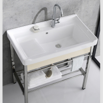 Stainless steel bracket basin ceramic laundry basin with washboard balcony laundry pool right washboard hand wash sink