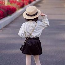 Spot Girl Black Floral Shorts Shorts Pumpkin Pants Ca Nt Afford Ball White Pure Cotton Shirt With Undershirt Inner Lap Suit