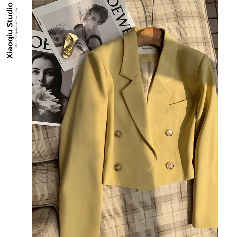 2022 Spring new minimalist Temperament Short suit jacket Female Fried Street Korean version Little Subsuit Women's jacket