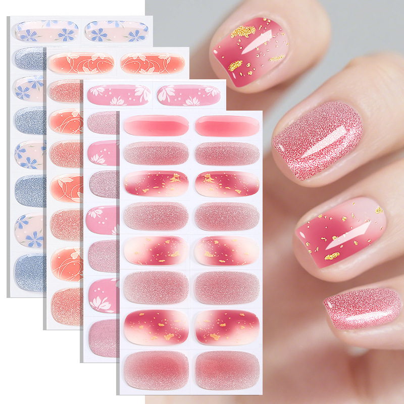 Chasing Light Small Bulb Cat Eye No-Bake No Uv Nail Stickers Flower Plaid Polka Dot Gel Nail Stickers