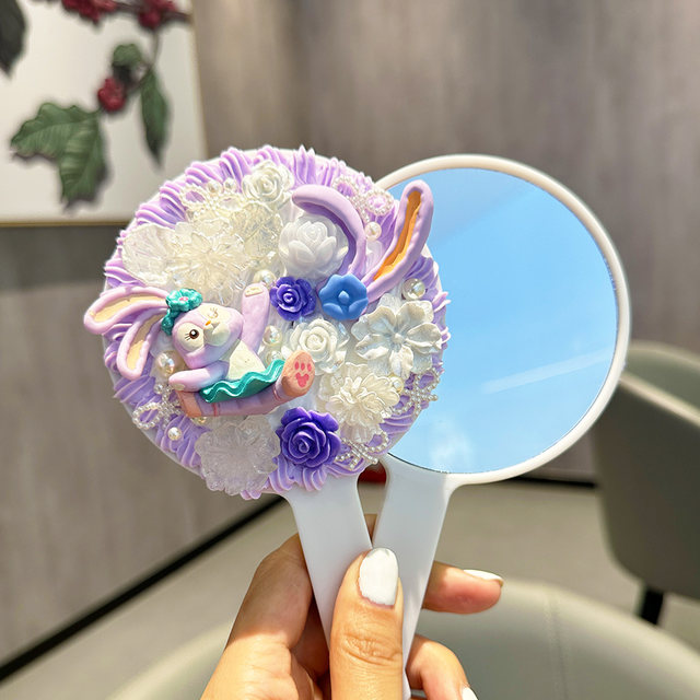 Cream glue mirror handmade diy material package children's cosmetic mirror making handheld girl gift resin accessories