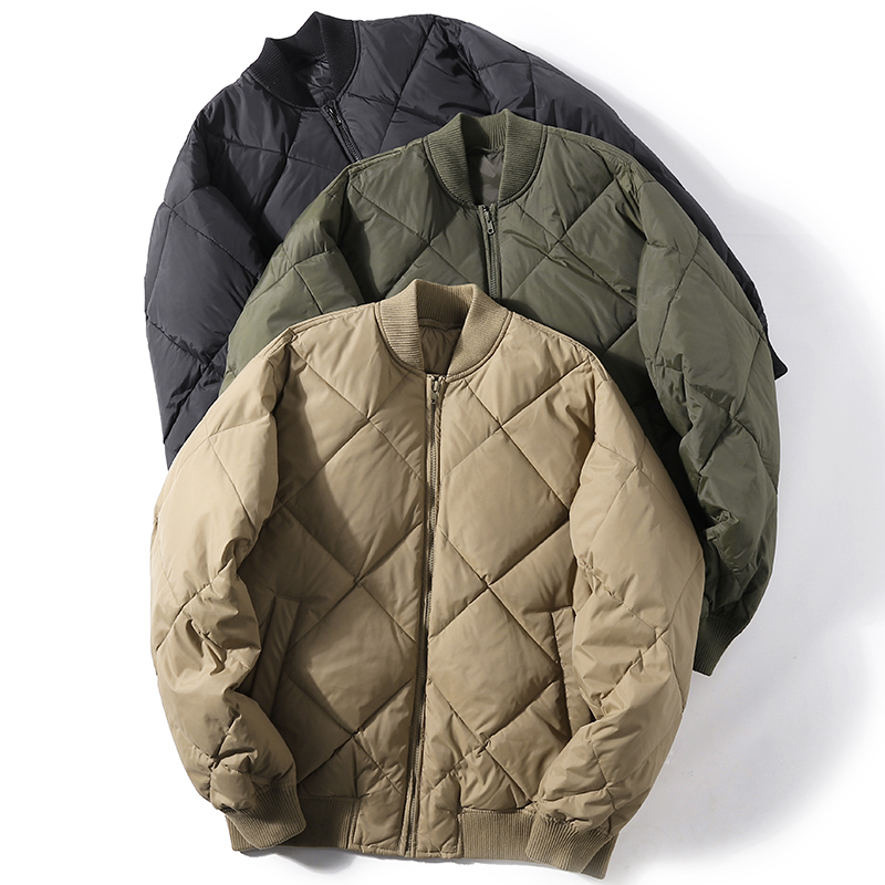Winter Quilted down Jacket for Men, Short American Retro Style, Stand Collar, Quilted and Thickened Baseball Jacket, Classic Flight Jacket Winter Quilted down Jacket for Men, Short American Retro Style, Stand Collar, Quilted and Thickened Baseball Jacket, Classic Flight Jacket