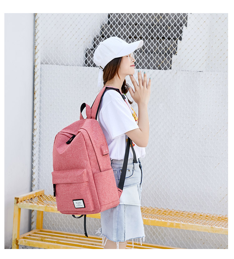 Schoolbag nữ phiên bản tiếng Hàn của trường Sen College gió Đơn giản sinh viên đại học nữ trung học nữ sinh ba lô đeo vai nữ - Ba lô balo đeo chéo nữ