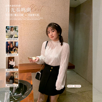 Spot toe fascia Moon Light Sonata Water Polo Striped Shirt Woman Microfat Mm Leisure 100 Hitch Slim Inner Lap Top