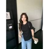 Точечный товар!Узкая футболка с перегибом для сухожилий пальцев ног | двусторонний простой мягкий хлопковый слегка толстый женский топ с круглым вырезом и короткими рукавами на правое плечо мм.