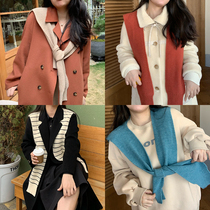 Toe tendons fat sister fashion 2020 new winter outside with thickened knitted striped shawl Korean version of the gentle wind