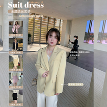 Spot Toe Fascia gold Rippling Light Temperament Commute Suit Woman Slight Fat Mm Veil slim irregular half-body dress