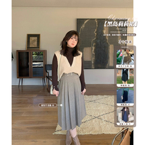 Spot toe gluten Black Island Lily Thousand Birds Pleated Skirt Woman Micro Fat MM Spring High Waist Display Slim Half Body Short Skirt