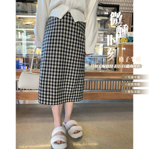 Spot Toe Gluten High Waist Micro-Intoxicated Moment Half Skirt Woman Micro Fat MM Early Spring Straight Drum Knitted Fur With Seder Half Body Skirt