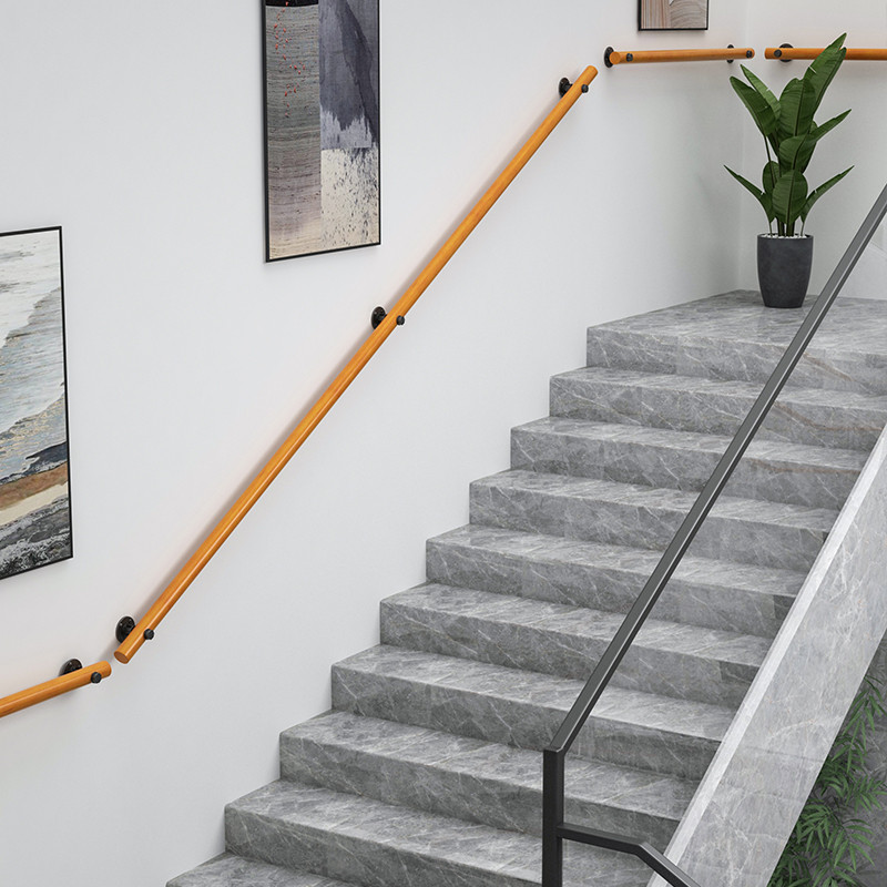 Simple wall solid wood stair handrail Household indoor non-slip handle Kindergarten elderly safety barrier-free Nordic