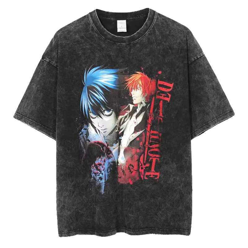 Японский аниме Death Note Wash Black Cotton T -футболка MISА LAWLIET черная майка-весна лето Street