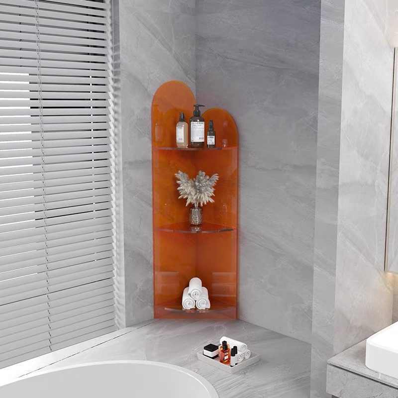 Triangular Shelf for Corner Bathroom, Acrylic Floor-Standing Washstand, High-End Bathroom Storage for Shower Gel