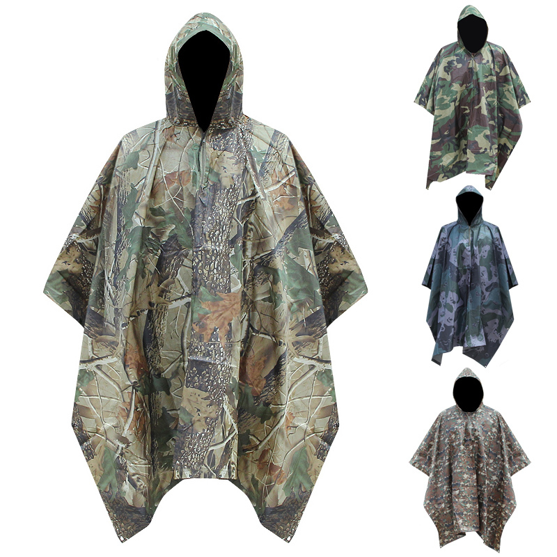 Multifunctional Camouflage Cloak Waterproof Backpack Poncho Outdoor Adventure Fishing Bird Watching Cloak Bionic Leaf Camouflage Clothing