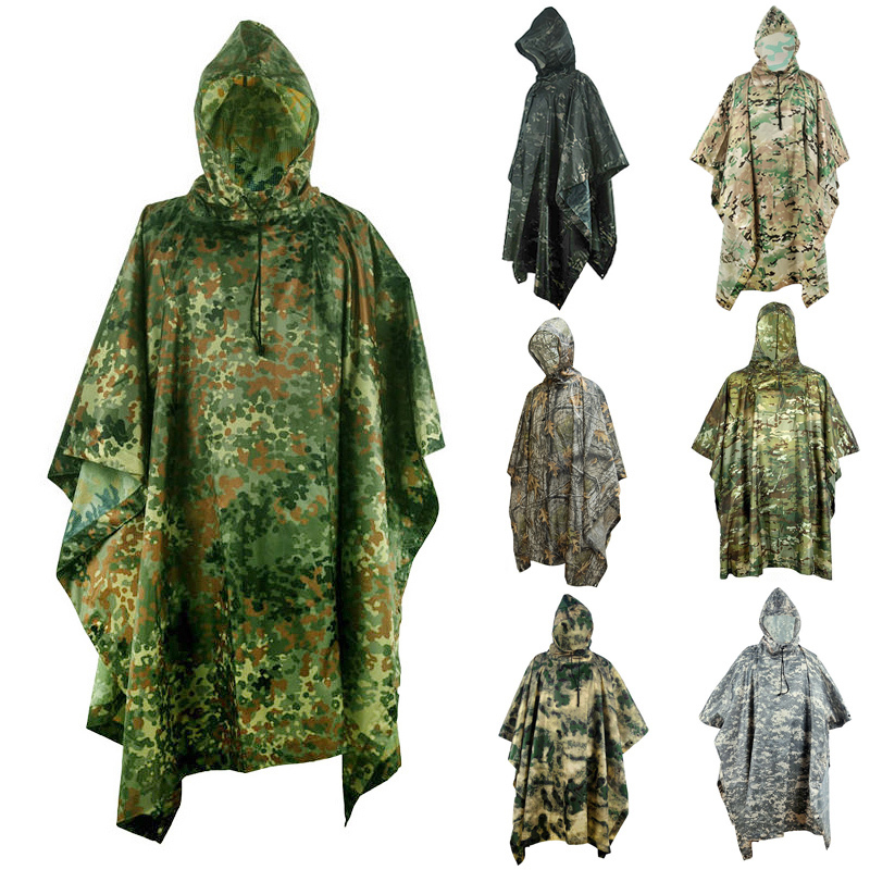 Outdoor Supplies Three-In-One Multifunctional Rain Poncho Cycling and Hiking Set Cloak Adult Men and Women Mat Environmentally Friendly Raincoat
