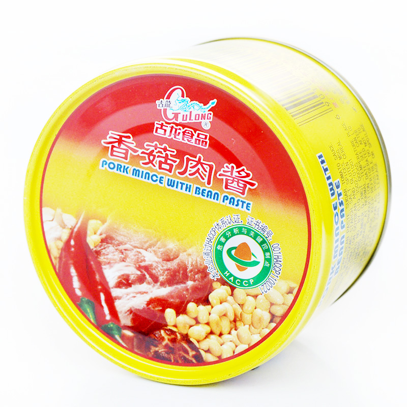 Not limited to heavy Xiamen terfic ancient dragon cans 180 gr Mushroom Meat Sauce with a mix of rice and a good mix of noodles