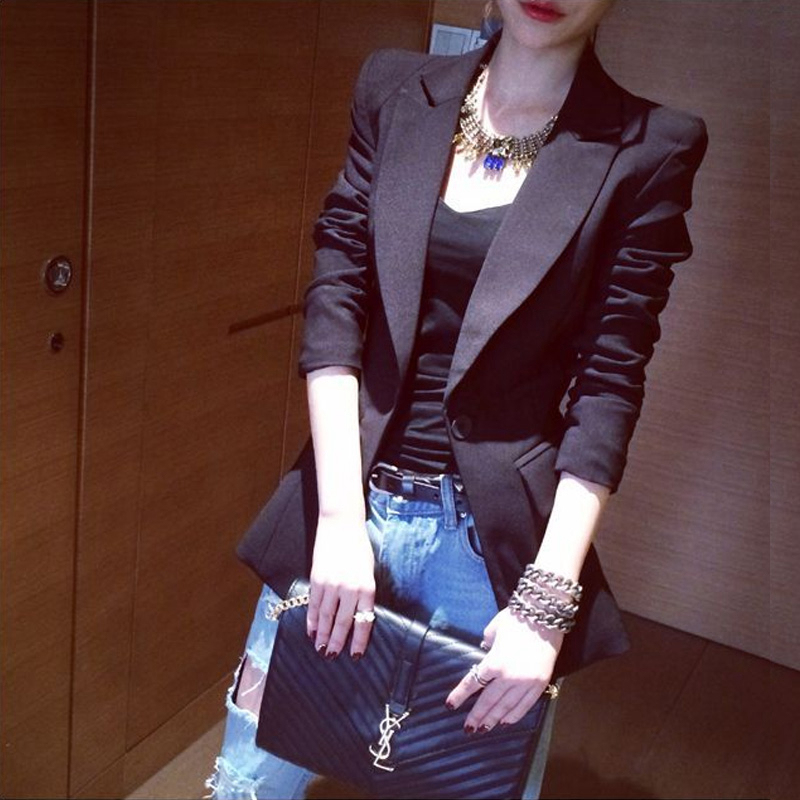 Women's Blazer 2025 New Autumn and Winter Style Slim Fit Korean Version Black Casual Petite Professional Top
