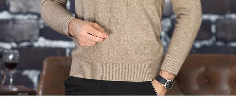 Ordos City Men V-cổ 100% Áo cashmere nguyên chất Gà non Cổ áo cardigan Áo len nhung dày áo hoodie cặp