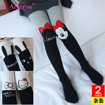 Girls spring and autumn pantyhose baby thin summer childrens leggings stitching Princess medium long tube socks 3-5-12 years old