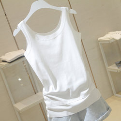 White camisole outer wear for women 2023 new summer Korean style round neck slim slim sleeveless inner top