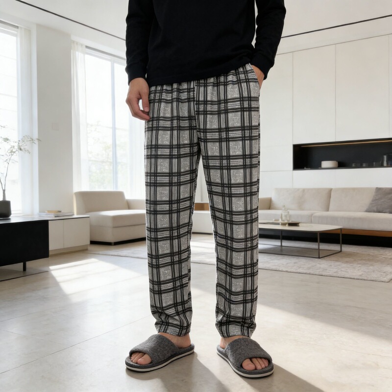 Pure Cotton Pajama Pants, New Plaid Pajama Pants for Men, Spring and Autumn Pure Cotton, Thin Summer Style, Loose Fit, Can Be Worn Outside, All-Cotton Home Pants Pure Cotton Pajama Pants, New Plaid Pajama Pants for Men, Spring and Autumn Pure Cotton, Thin Summer Style, Loose Fit, Can Be Worn Outside, All-Cotton Home Pants